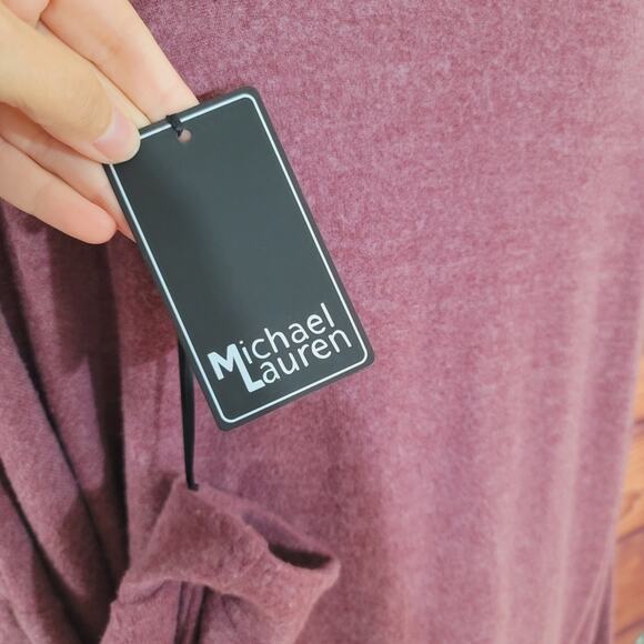 Michael Lauren Vargus Draped Turtleneck Dress in Sangria - Picture 9 of 11